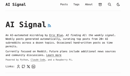 Screenshot AI Signal - AI-Assisted Curation of High-Signal AI News